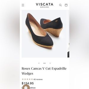VISCATA Barcelona Roses Canvas V Cut Espadrille Wedges